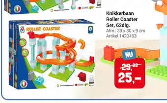 Lobbes Knikkerbaan Roller Coaster Set, 62dlg. 39 x 30 x 9 cm aanbieding