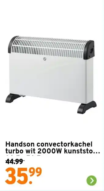 GAMMA Handson convectorkachel turbo wit 2000W kunststo. aanbieding