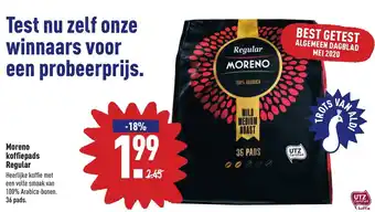 ALDI Moreno koffiepads Regular 36 pads aanbieding