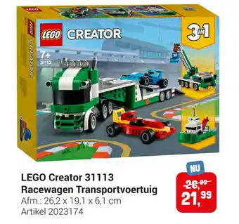 Lobbes Lego Creator 31113 Racewagen Transportvoertuig 26,2 x 19,1 x 6,1cm aanbieding