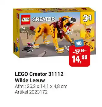 Lobbes Lego Creator 31112 Wilde Leeuw 26,2 x 14,1 x 4,8cm aanbieding