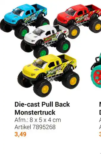 Lobbes Die-cast Pull Back Monstertruck 8 x 5 x 4cm aanbieding