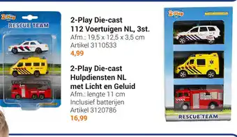 Lobbes 2-Play Die-cast 112 Voertuigen NL, 3st 19,5 x 12,5 x 3,5cm aanbieding