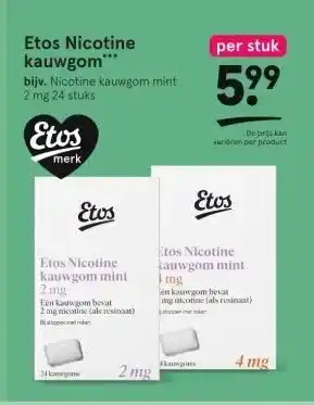 Etos Etos nicotine kauwgom*** aanbieding