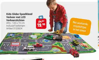 Lobbes Kids Globe Speelkleed Verkeer met LED Verkeerslichten 120 x 72cm aanbieding