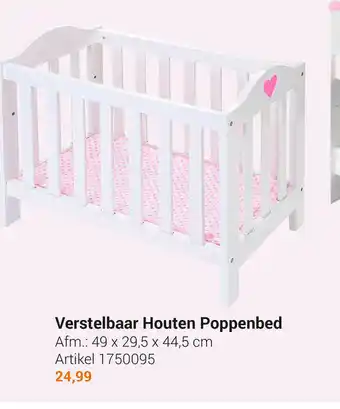 Lobbes Verstelbaar Houten Poppenbed 49 x 29,5 x 44,5cm aanbieding