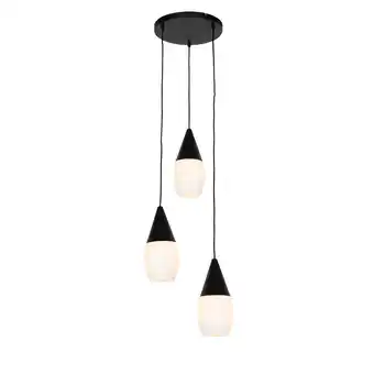 Lampenlicht.nl Moderne hanglamp zwart met opaal glas 3-lichts - drop aanbieding