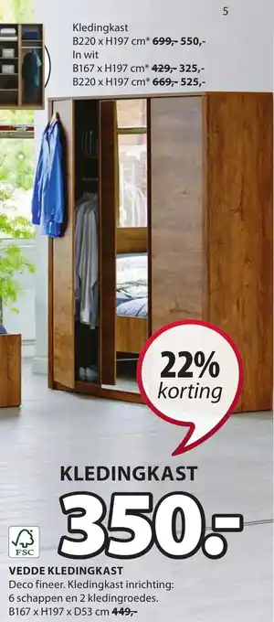 Jysk VEDDE KLEDINGKAST aanbieding