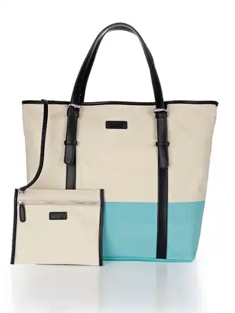 Klingel Shopper van cinque van canvas cinque crème/wit/turquoise aanbieding