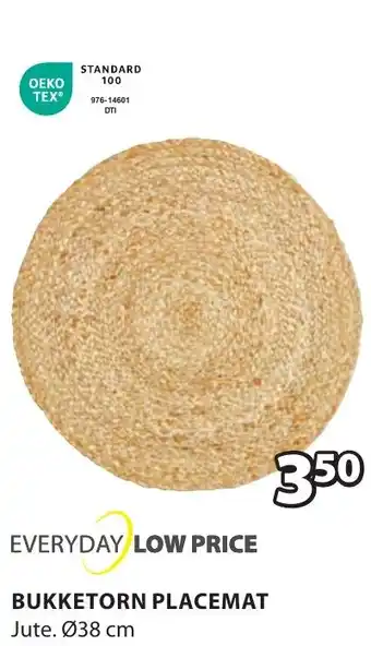 Jysk BUKKETORN PLACEMAT Jute. Ø38 cm aanbieding