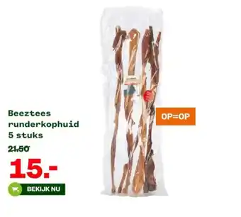 Welkoop Beeztees runderkophuid 5 stuks aanbieding