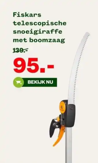 Welkoop Fiskars telescopische snoeigiraffe met boomzaag aanbieding