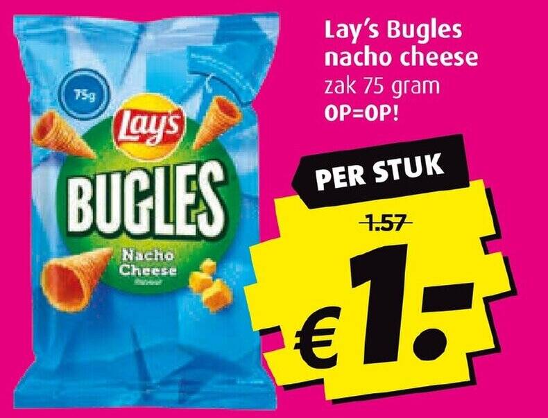 Lay's Bugles nacho cheese aanbieding bij Boni