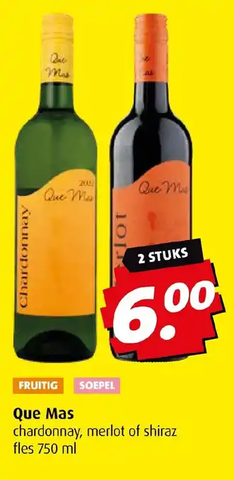 Boni Que Mas chardonnay, merlot of shiraz fles 750 ml aanbieding