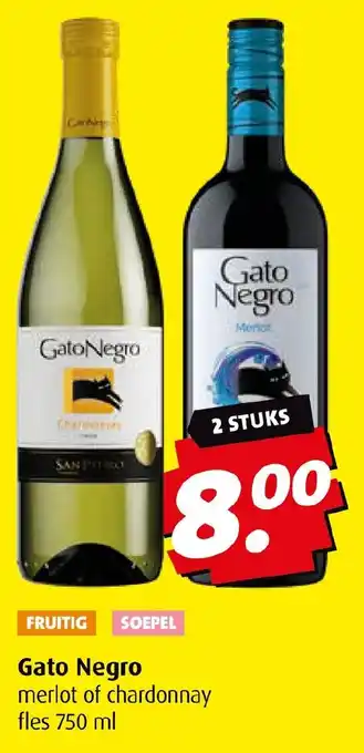 Boni Gato Negro merlot of chardonnay fles 750 ml aanbieding