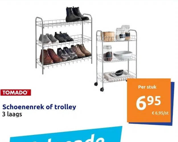 Schoenenrek of trolley 3 laags aanbieding bij Action