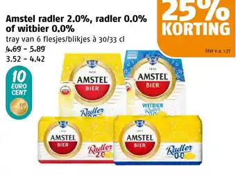 Poiesz Amstel radler 2.0%, radler 0.0% of witbier 0.0% tray van 6 flesjes/blikjes à 30/33 cl aanbieding