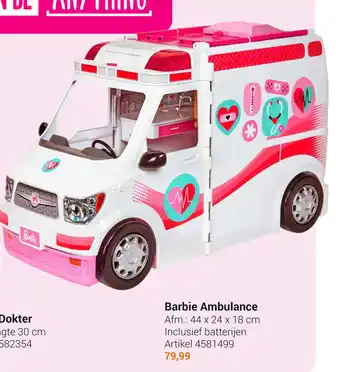 Lobbes Barbie Ambulance 44 x 24 x 18cm aanbieding