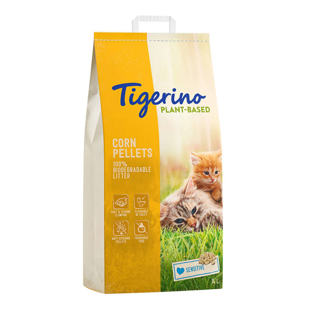 14 liter tigerino maïs kattenbakvulling aanbieding bij Zooplus