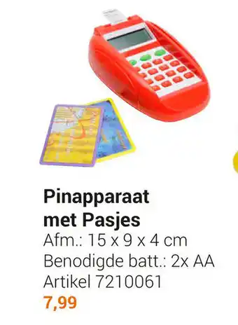 Lobbes Pinapparaat met pasjes 15 x 9 x 4cm aanbieding