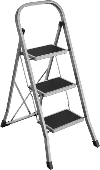 Amazon Songmics 3-sporten ladder, vouwladder, sportbreedte 20 cm, antislip rubber, met handvat, draagvermogen 150 kg, staal, grijs e aanbieding