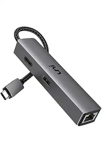 Amazon Uni usb c hub adapter, 5-in-1 usb c-adapter met 4k usb c naar hdmi, 1 gbps ethernet-poort, 3 usb 3.0-poorten, compatibel met  aanbieding