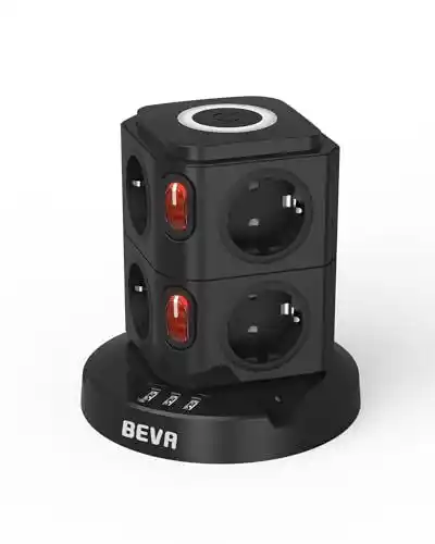Beva tower power strip met nachtlampje 8 stopcontacten en 3 usb