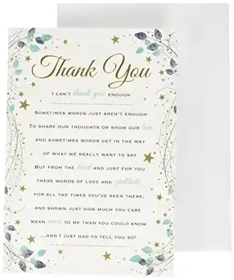 Amazon Heartfelt wishes sentimental thank you card - 9 x 6 - regal publishing aanbieding