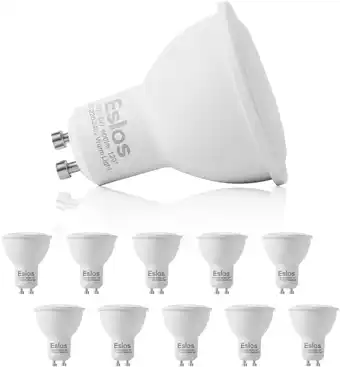 Amazon Eslas led gu10 lampen, warm wit 3000k, 6w 600lm, gelijkwaardig aan 60w, 120°stralingshoek, cri>80+, niet-dimbaar, set van 10 aanbieding