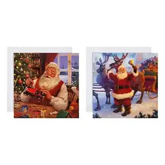 Amazon Hallmark boxed charity kerstkaarten - pack van 16 in 2 retro santa designs 25572287 aanbieding