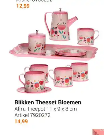 Lobbes Blikken Theeset Bloemen 11 x 9 x 8cm aanbieding