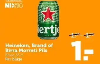 Coop Heineken, brand of birra morreti pils blikje 33 cl per blikje aanbieding