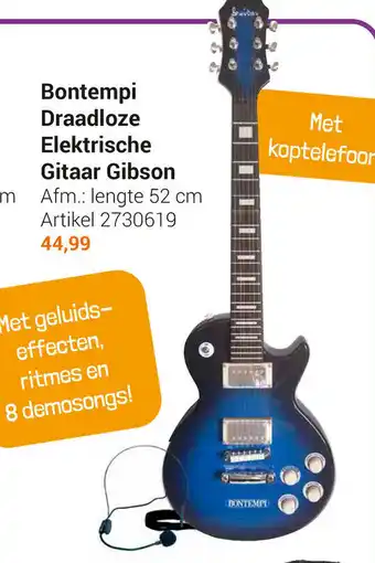 Lobbes Bontempi Draadloze Elektrische Gitaar Gibson 52cm aanbieding