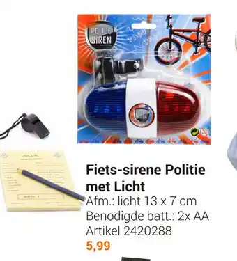 Lobbes Fiets-sirene Politie met Licht 13 x 7cm aanbieding