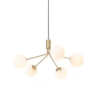 Lampenlicht.nl Art deco hanglamp goud met opaal glas 5-lichts - coby aanbieding