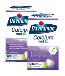 De Online Drogist Davitamon calcium met vitamine d kauwtabletten 2x60ktb aanbieding