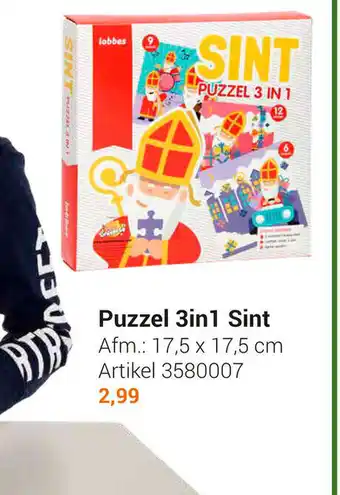 Lobbes Puzzel 3in1 Sint 17,5 x 17,5 cm aanbieding