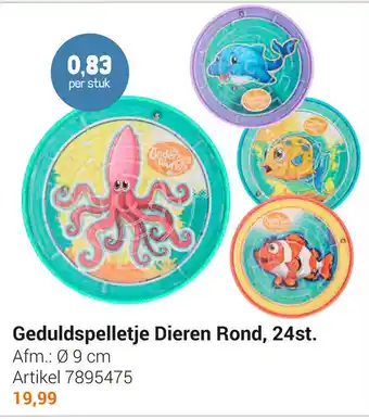 Lobbes Geduldspelletje Dieren Rond, 24st 9cm aanbieding