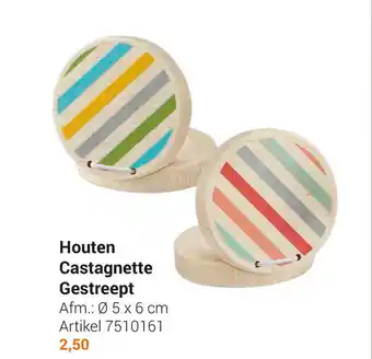 Lobbes Houten Castagnette Gestreept 5 x 6cm aanbieding