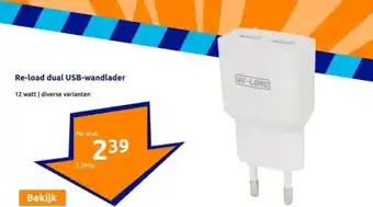 Action Reload dual USB wandlader aanbieding