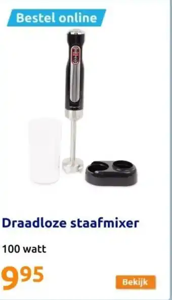 Action Draadloze staafmixer 100 watt aanbieding