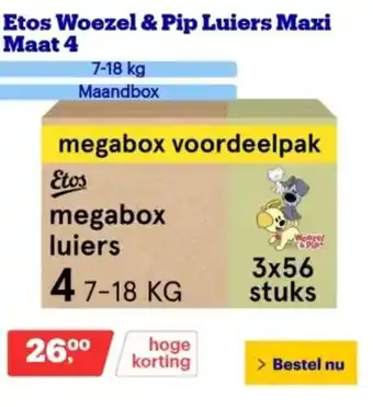 Bol.com Etos Woezel & Pip Luiers Maxi Maat 4 aanbieding