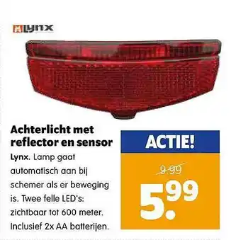 Plentyparts Achterlicht Met Reflector En Sensor Lynx aanbieding