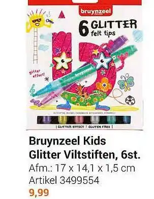 Lobbes Bruynzeel Kids Glitter Viltstiften, 6st. aanbieding