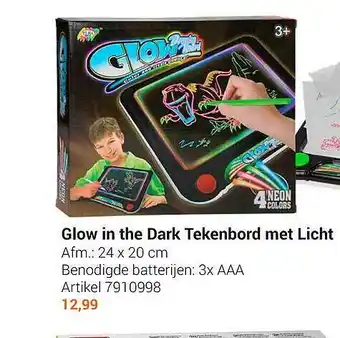 Lobbes Glow In The Dark Tekenbord Met Licht aanbieding