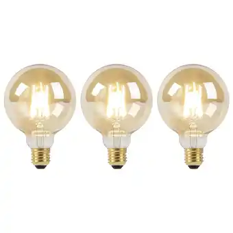 fonQ Luedd set van 3 e27 dim to warm led lampen g95 goud 8w 806 lm aanbieding