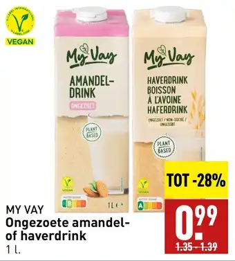 ALDI Ongezoete amandel of havedrink 1L aanbieding