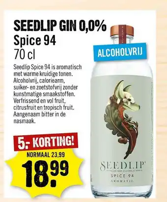 Dirck 3 Seedlip Gin 0,0% Spiced 94 5.- Korting aanbieding