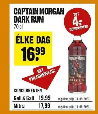 Dirck 3 Captain Morgan Dark Rum aanbieding