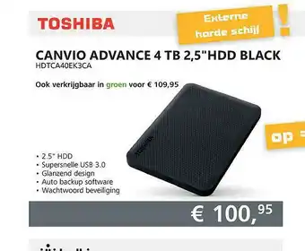 Informatique Toshiba Canvio Advance 4 TB 2,5 aanbieding